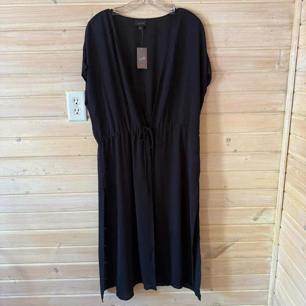 J. Jill Black Drawstring Wrap Swim Coverup